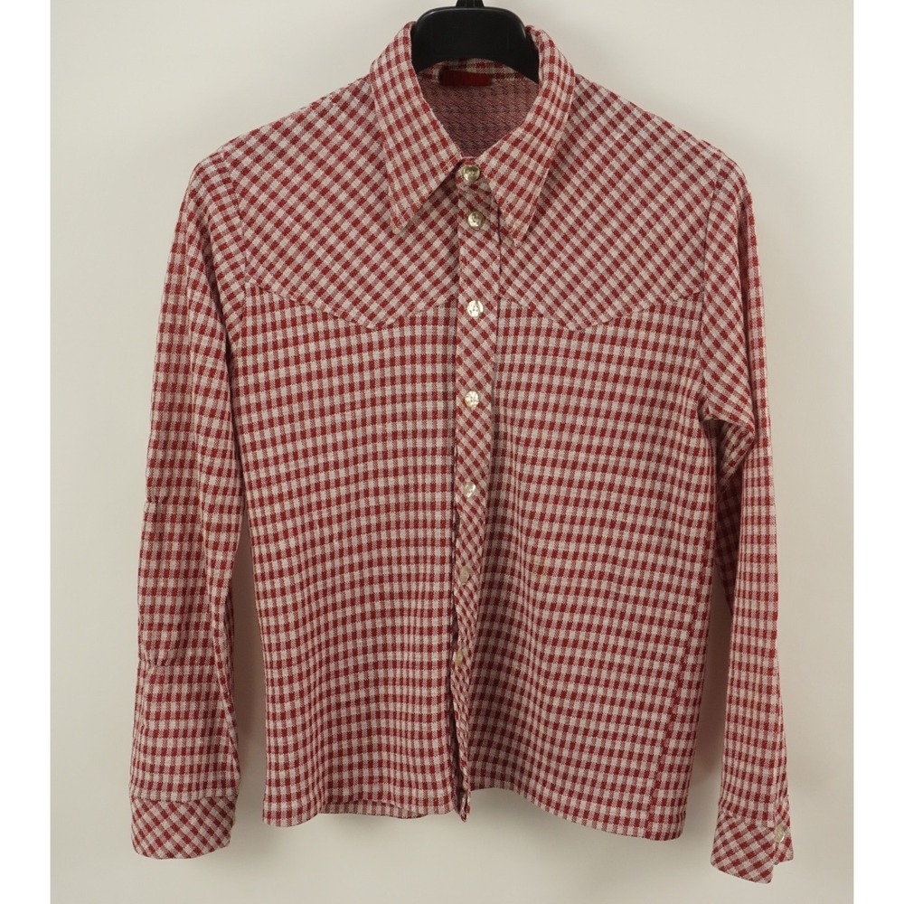 Vintage 1950s Kings Road Knit Yoked Point Collar‎ Western Shirt Men's Medium Red